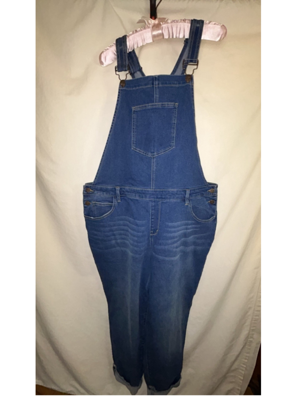 Ag Adriano Goldschmied Overalls Jeans Womens Size 16W Plus Cuffed Leg Blue Denim